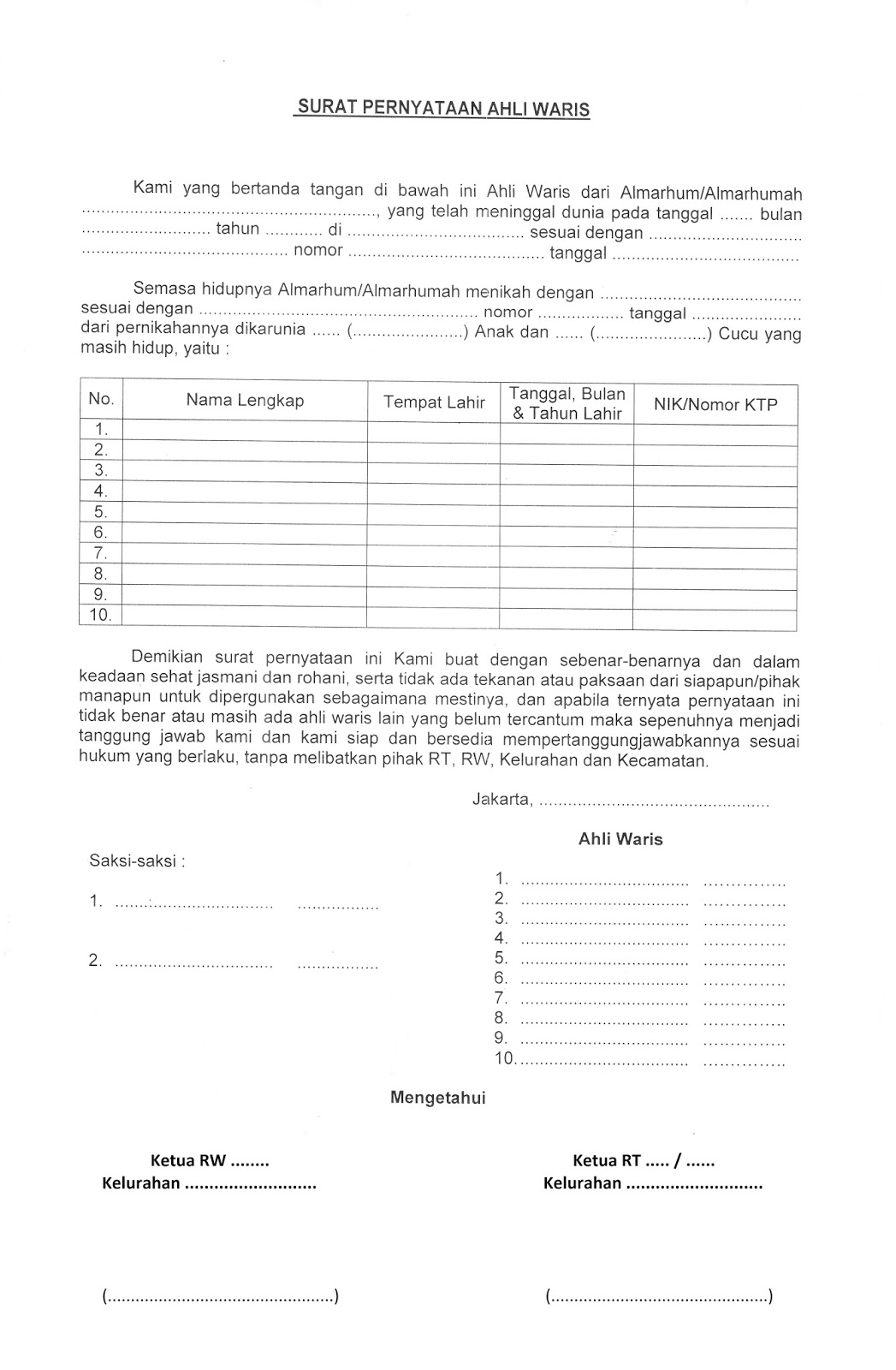 Detail Contoh Surat Keterangan Ahli Waris Dari Kelurahan Nomer 47