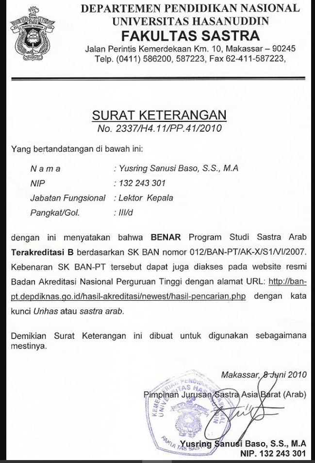 Detail Contoh Surat Keterangan Akreditasi Nomer 4