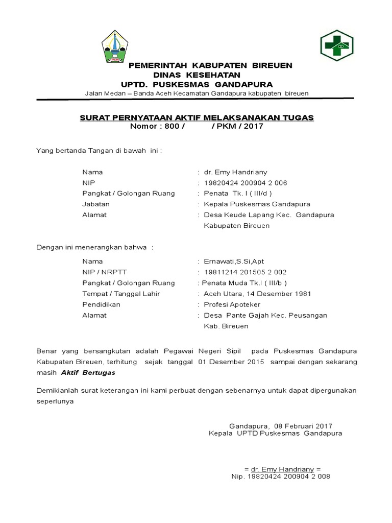 Detail Contoh Surat Keterangan Aktif Bekerja Nomer 22