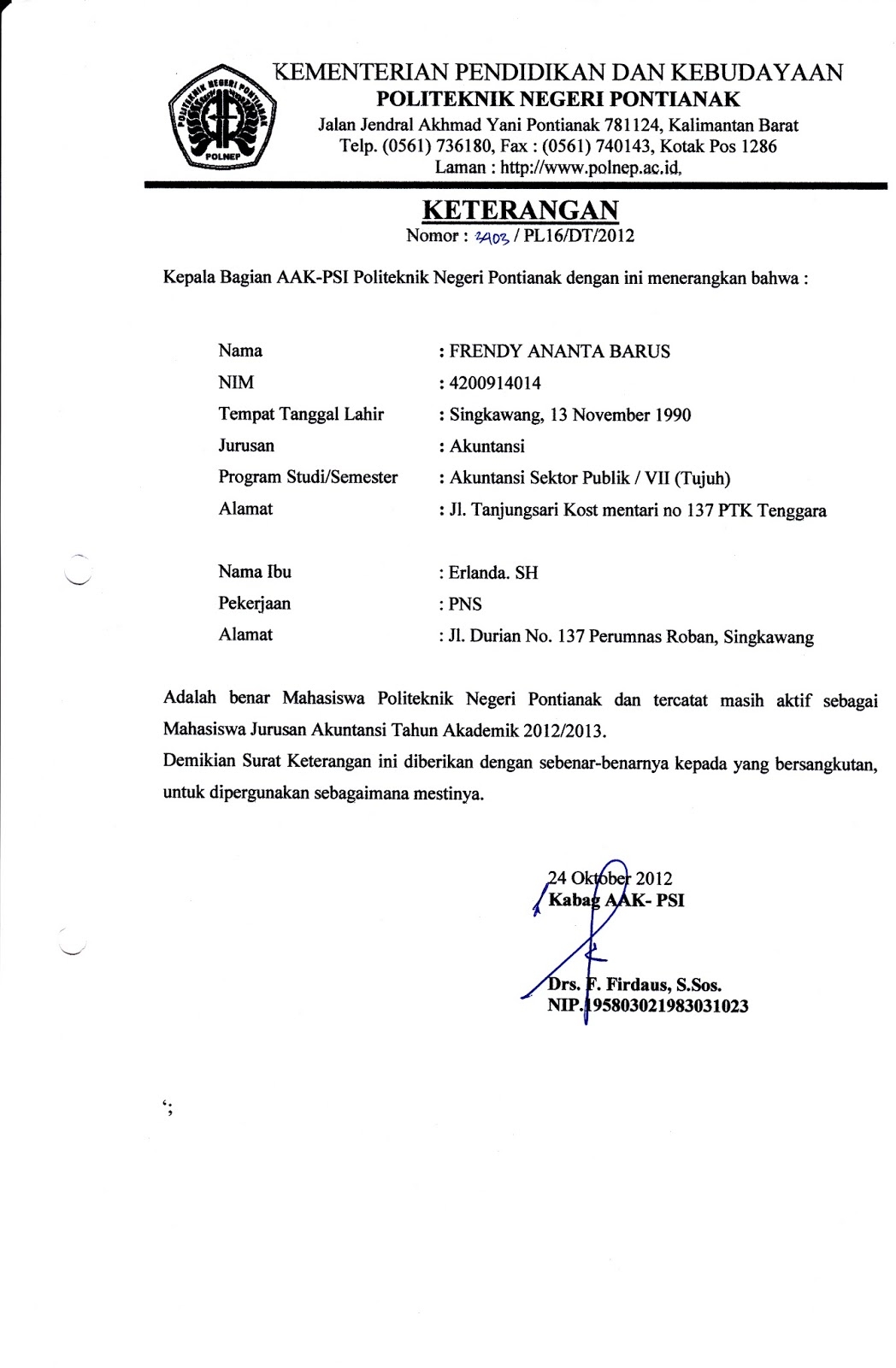 Detail Contoh Surat Keterangan Aktif Kuliah Nomer 11