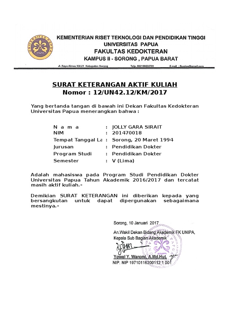 Detail Contoh Surat Keterangan Aktif Kuliah Dari Kampus Nomer 5