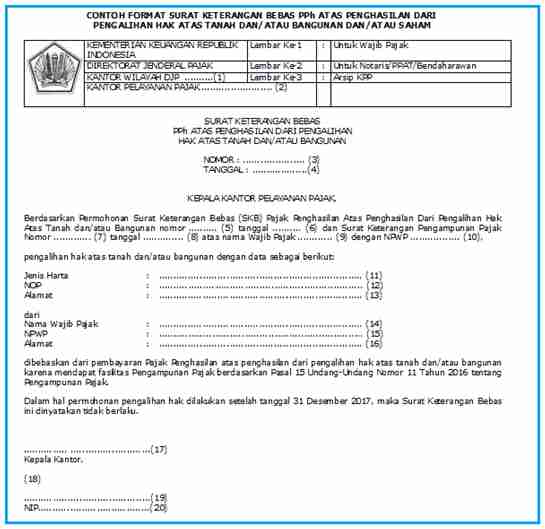 Detail Contoh Surat Keterangan Bebas Pajak Nomer 4