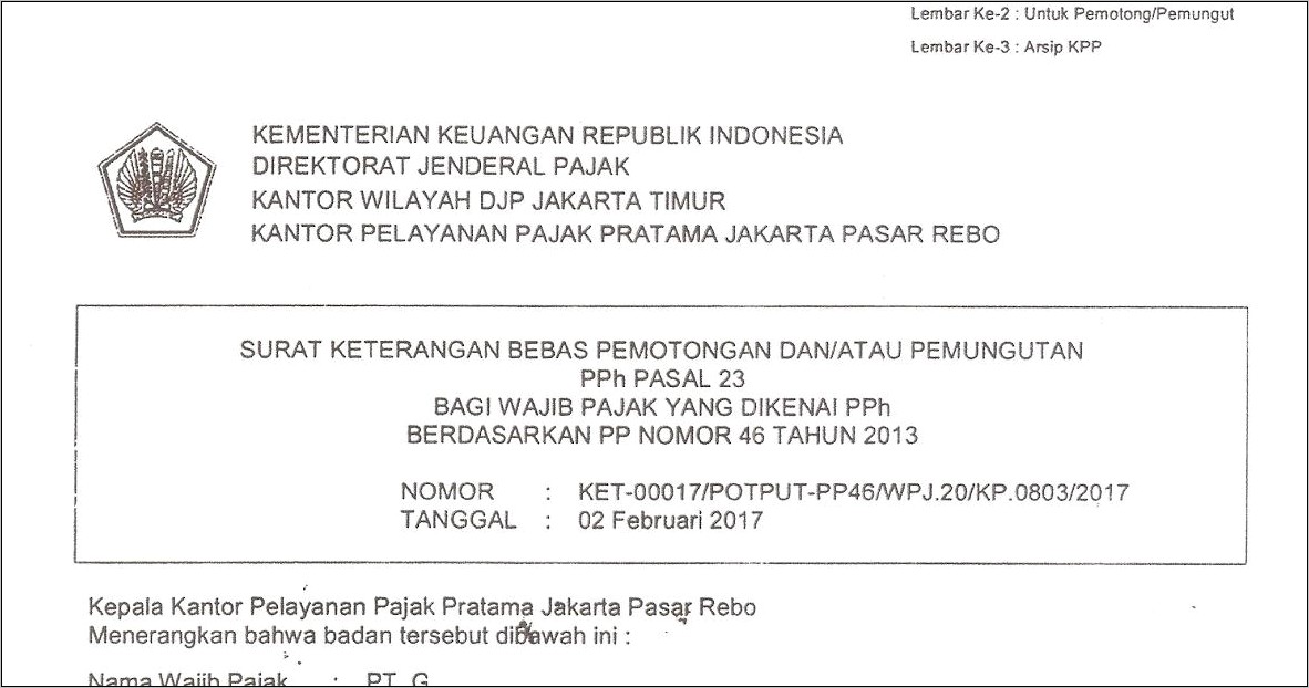 Detail Contoh Surat Keterangan Bebas Pajak Nomer 42