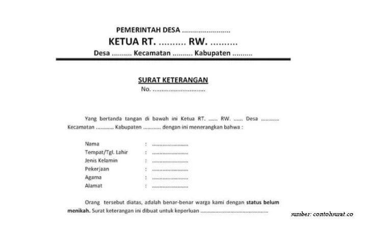 Detail Contoh Surat Keterangan Belum Menikah Dari Rt Nomer 49