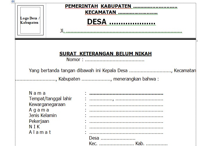 Detail Contoh Surat Keterangan Belum Nikah Nomer 52