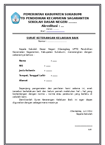 Detail Contoh Surat Keterangan Berkelakuan Baik Dari Sekolah Nomer 2