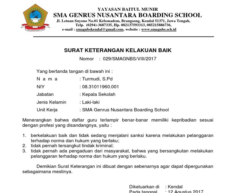 Detail Contoh Surat Keterangan Berkelakuan Baik Dari Sekolah Nomer 57