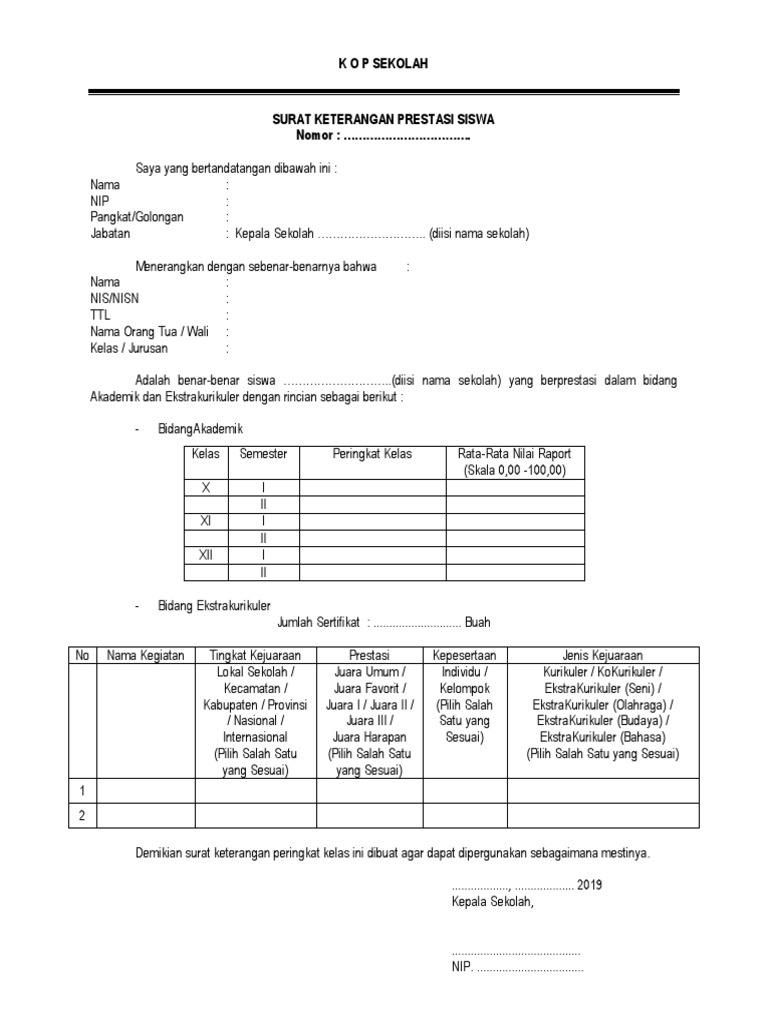 Detail Contoh Surat Keterangan Berprestasi Nomer 17