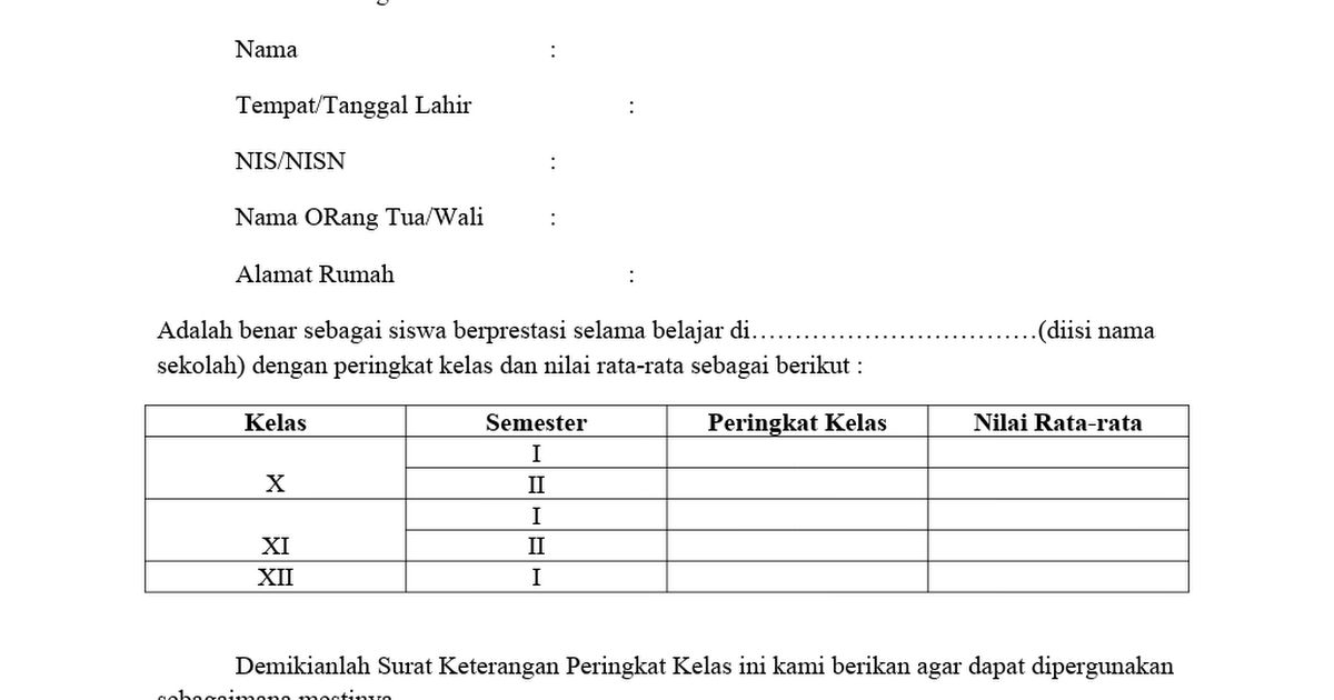 Detail Contoh Surat Keterangan Berprestasi Nomer 41