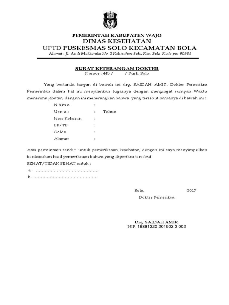 Detail Contoh Surat Keterangan Dari Dokter Nomer 48