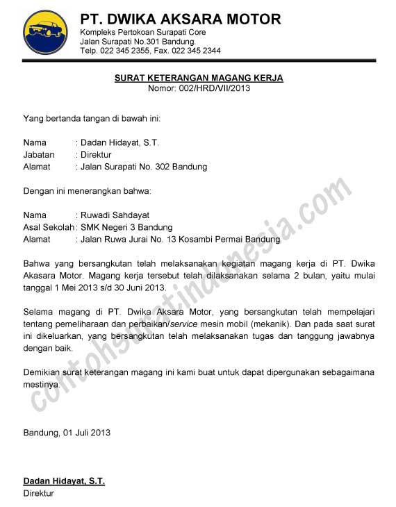 Detail Contoh Surat Keterangan Dari Perusahaan Nomer 8