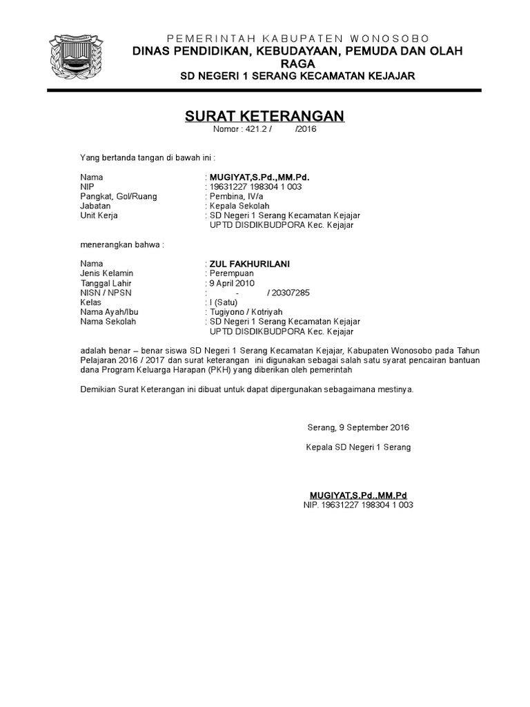 Detail Contoh Surat Keterangan Dari Sekolah Nomer 45