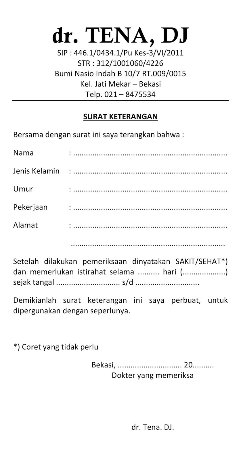 Detail Contoh Surat Keterangan Dokter Download Nomer 8