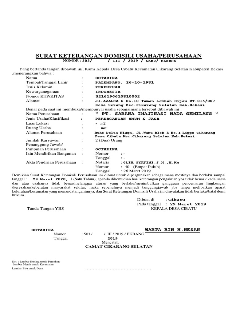 Detail Contoh Surat Keterangan Domisili Cv Nomer 44