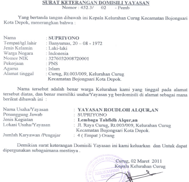 Detail Contoh Surat Keterangan Domisili Organisasi Nomer 21