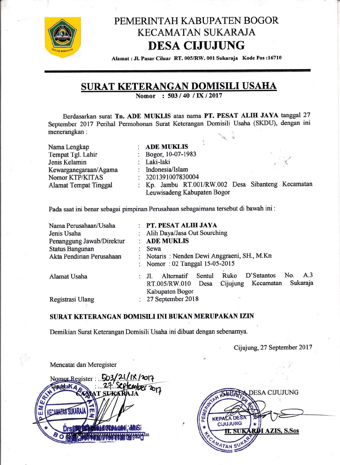 Detail Contoh Surat Keterangan Domisili Perusahaan Nomer 53