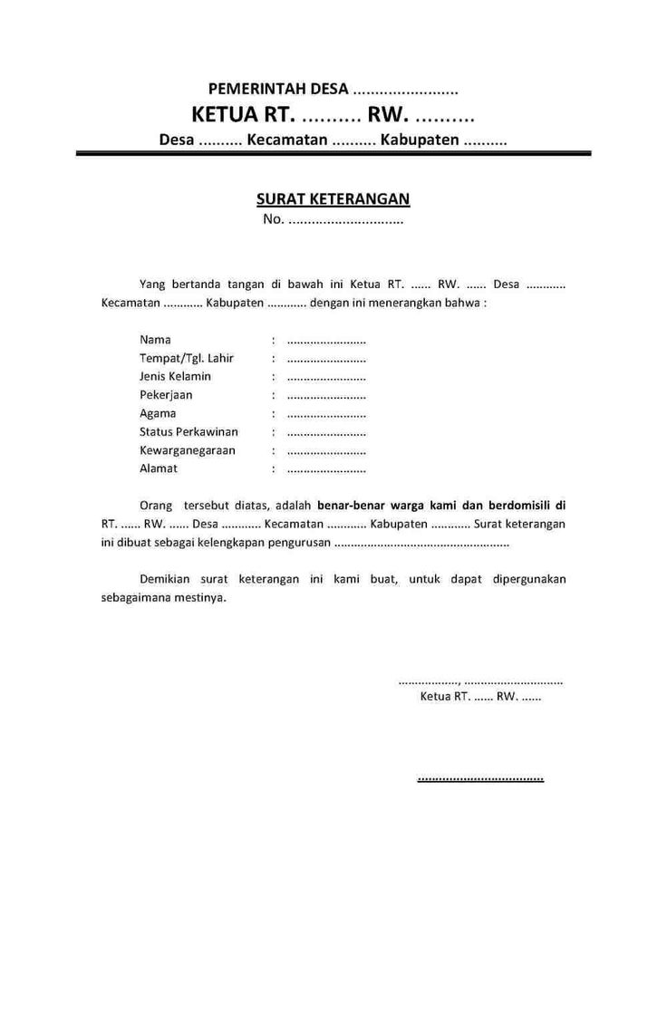 Detail Contoh Surat Keterangan Domisili Rt Nomer 2