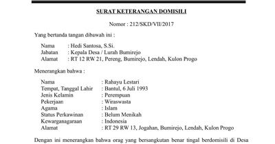 Detail Contoh Surat Keterangan Domisili Rt Nomer 18