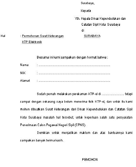 Detail Contoh Surat Keterangan E Ktp Nomer 41