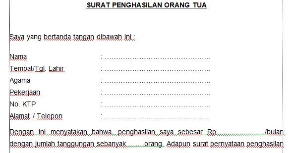 Detail Contoh Surat Keterangan Gaji Orang Tua Nomer 36