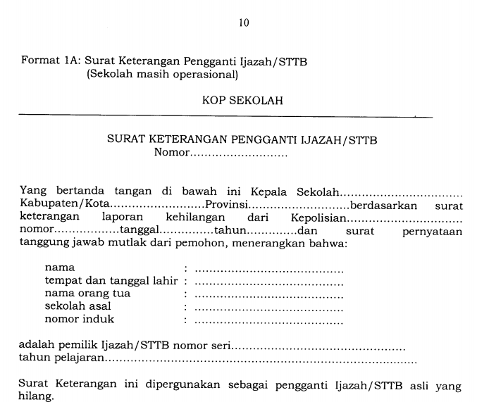 Detail Contoh Surat Keterangan Hilang Ijazah Nomer 14