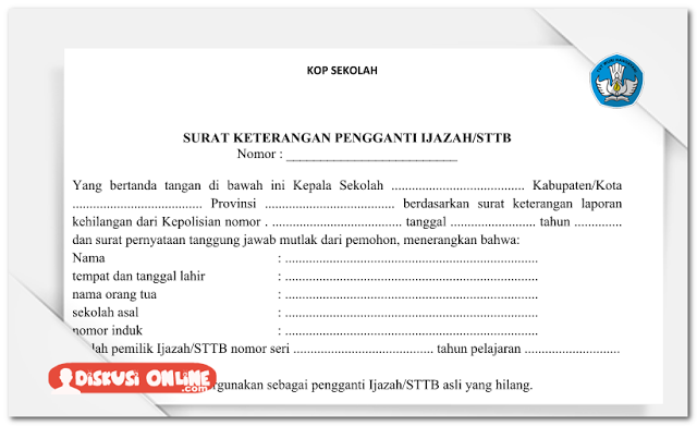 Detail Contoh Surat Keterangan Ijazah Hilang Dari Sekolah Nomer 53