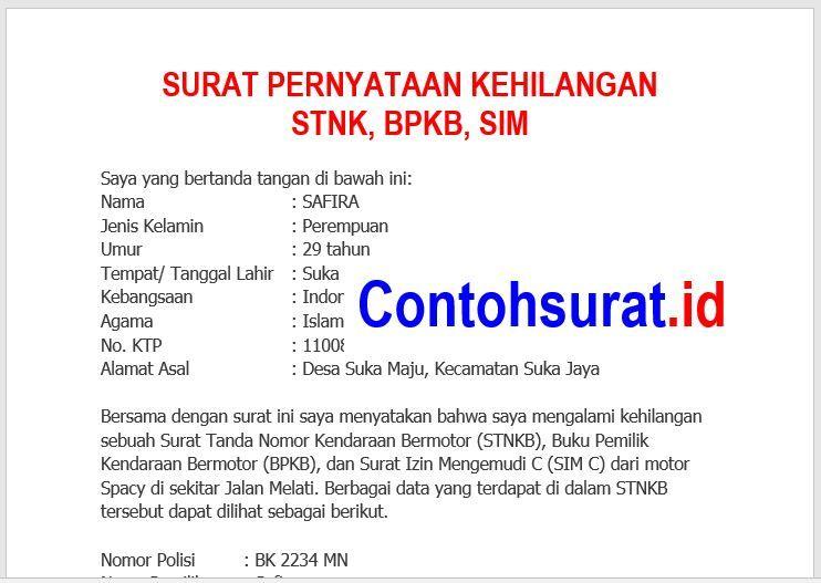 Detail Contoh Surat Keterangan Kehilangan Dokumen Nomer 27