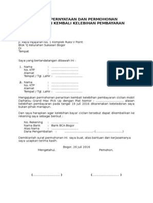 Detail Contoh Surat Keterangan Kelebihan Pembayaran Nomer 2