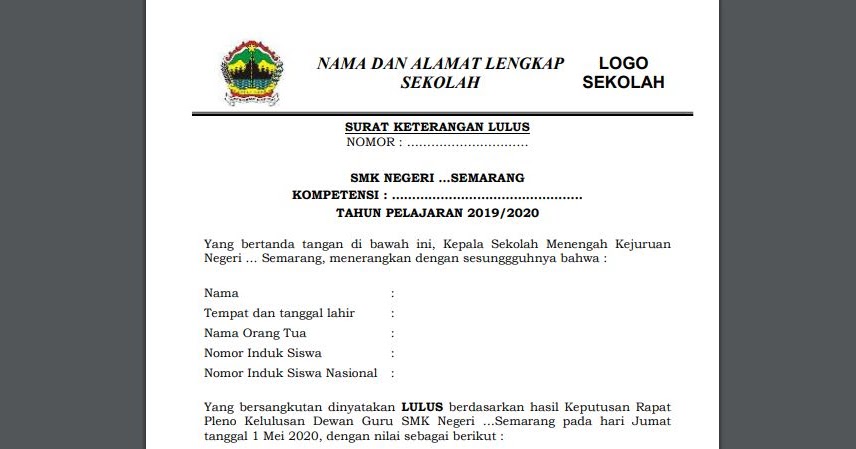 Detail Contoh Surat Keterangan Kelulusan Nomer 2