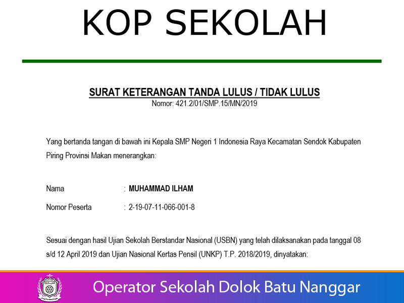 Detail Contoh Surat Keterangan Kelulusan Nomer 45