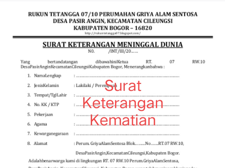 Detail Contoh Surat Keterangan Kematian Dari Desa Nomer 48