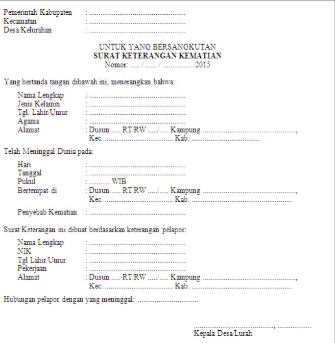 Detail Contoh Surat Keterangan Kematian Dari Kelurahan Nomer 16