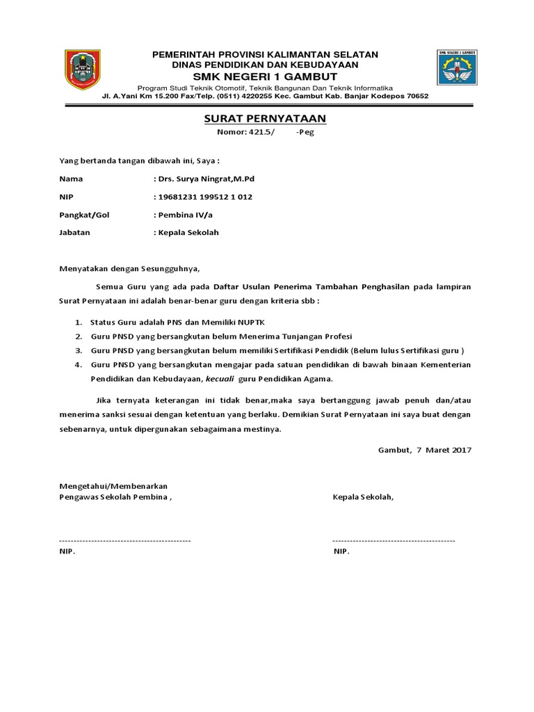 Detail Contoh Surat Keterangan Kepala Sekolah Nomer 11