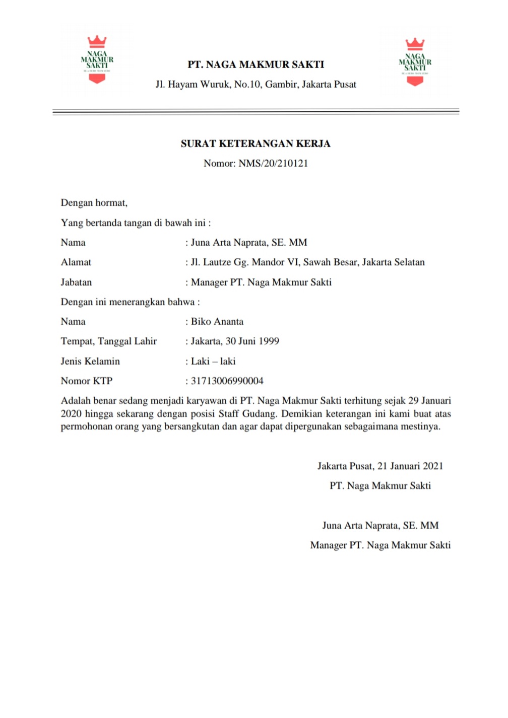 Detail Contoh Surat Keterangan Kerja Dari Perusahaan Nomer 45