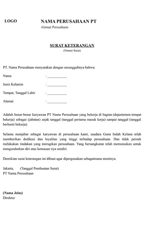 Detail Contoh Surat Keterangan Kerja Perusahaan Nomer 4