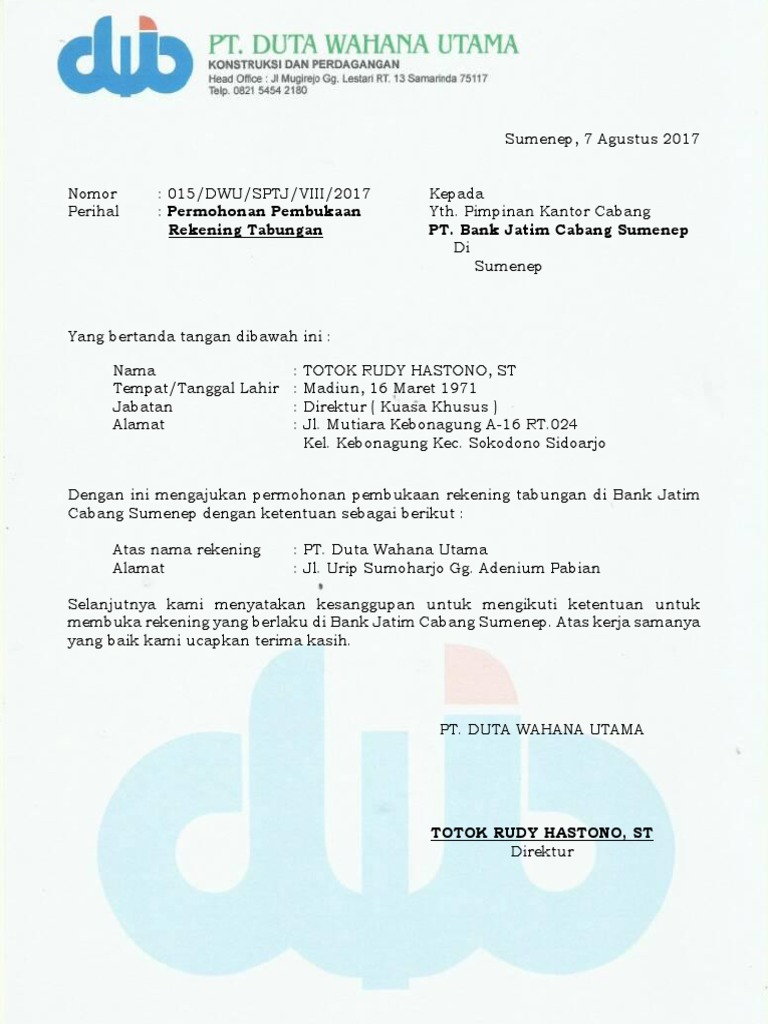 Detail Contoh Surat Keterangan Kerja Untuk Buka Rekening Nomer 35