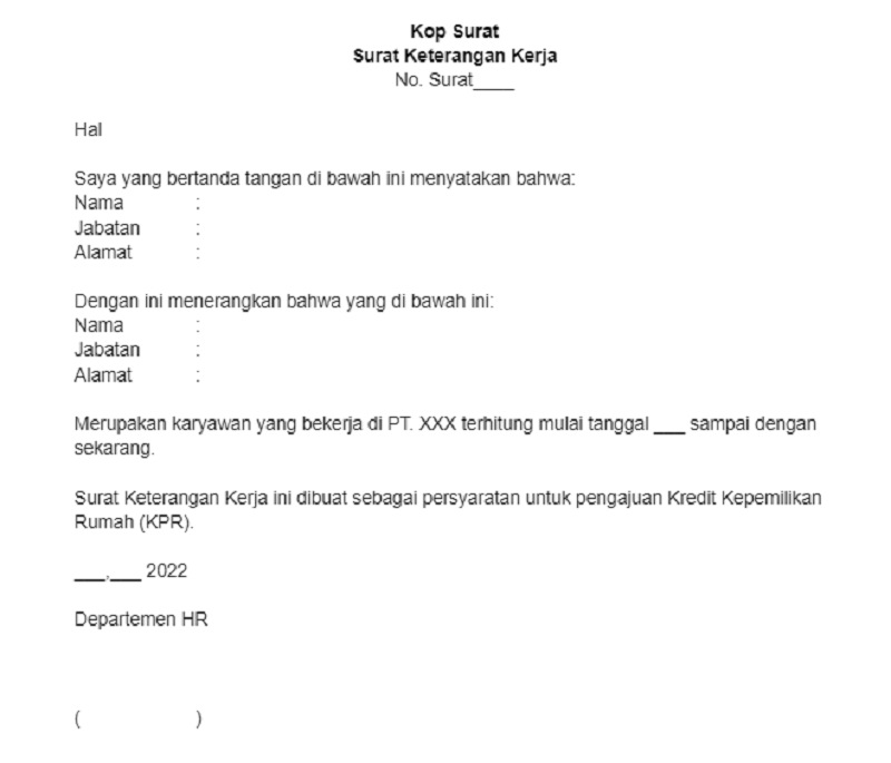 Detail Contoh Surat Keterangan Kerja Untuk Kpr Rumah Nomer 28