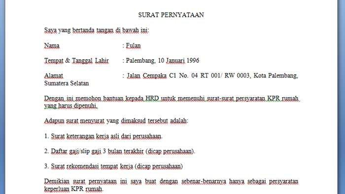 Detail Contoh Surat Keterangan Kerja Untuk Kpr Rumah Nomer 32