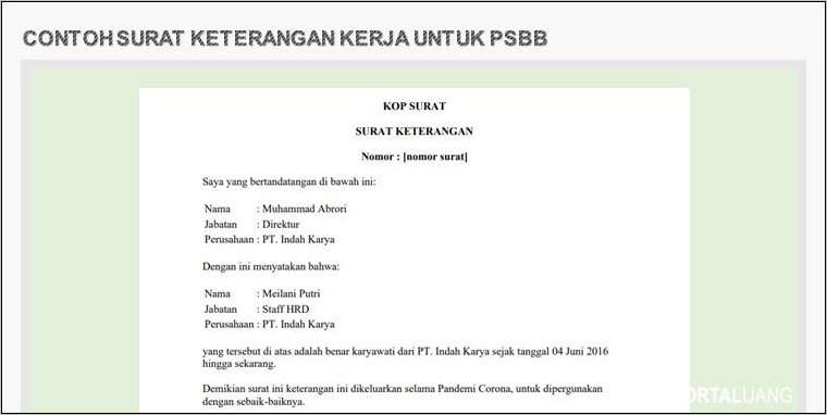 Detail Contoh Surat Keterangan Kerja Untuk Pembuatan Rekening Bank Nomer 33