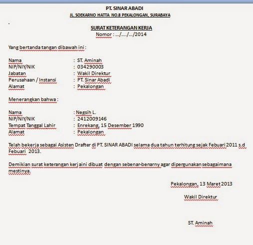 Detail Contoh Surat Keterangan Kerja Wirausaha Nomer 32