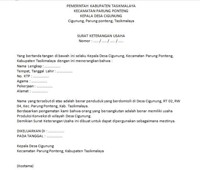 Detail Contoh Surat Keterangan Kerja Wirausaha Nomer 34