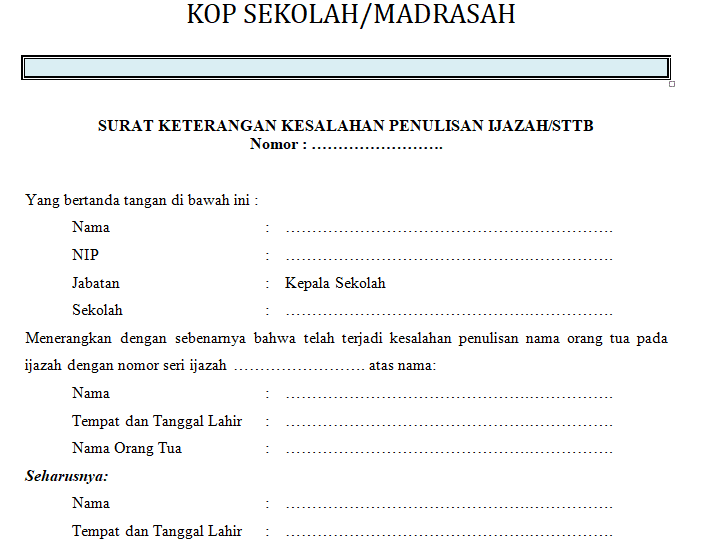 Detail Contoh Surat Keterangan Kesalahan Penulisan Ijazah Nomer 11