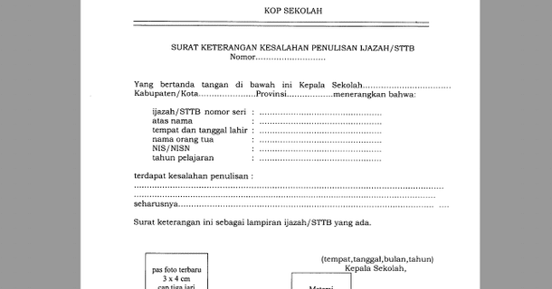 Detail Contoh Surat Keterangan Kesalahan Penulisan Ijazah Nomer 53