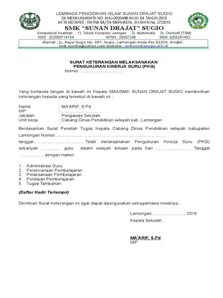 Detail Contoh Surat Keterangan Kinerja Baik Dari Kepala Sekolah Nomer 42