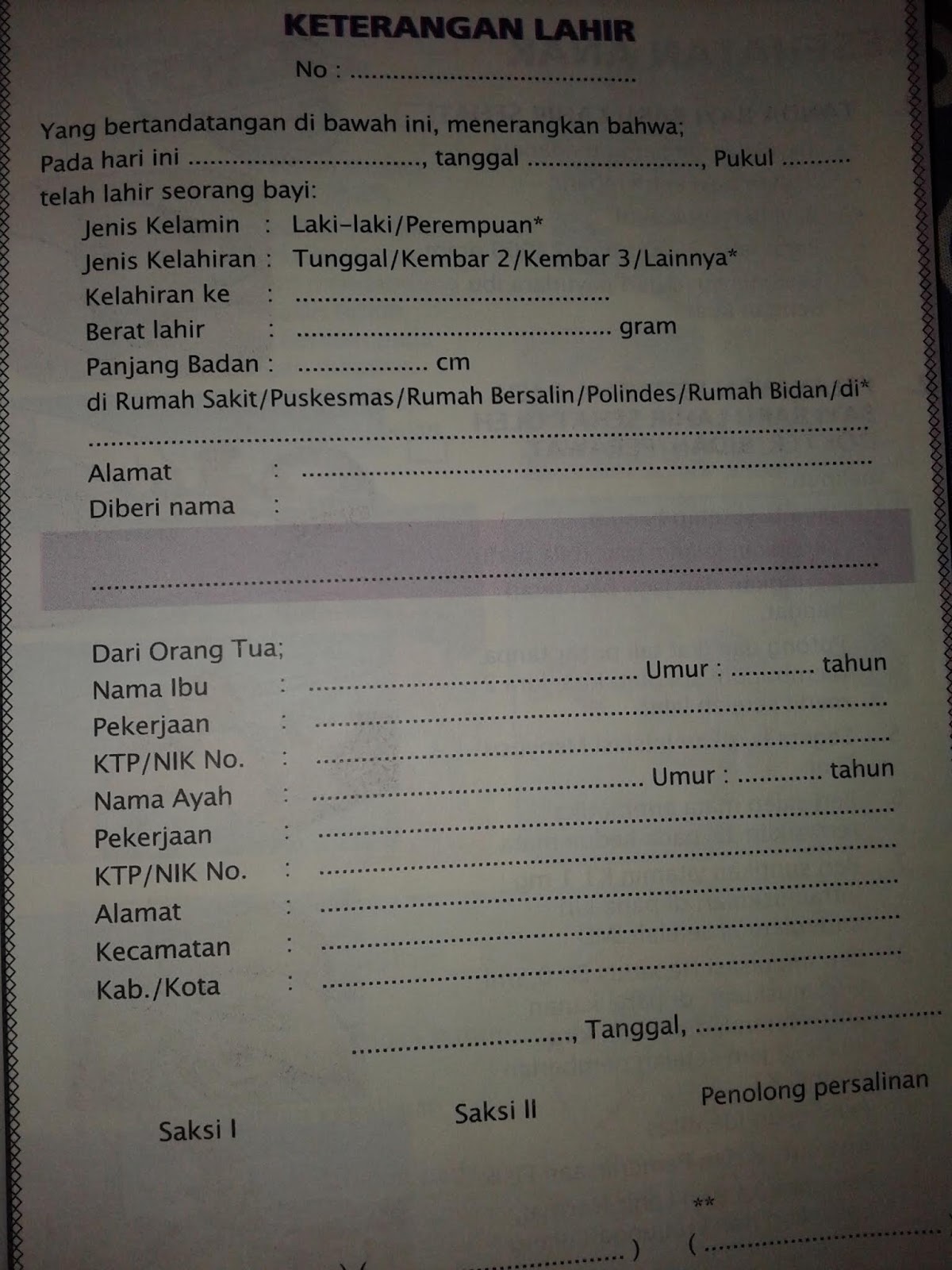 Detail Contoh Surat Keterangan Lahir Dari Bidan Doc Nomer 12