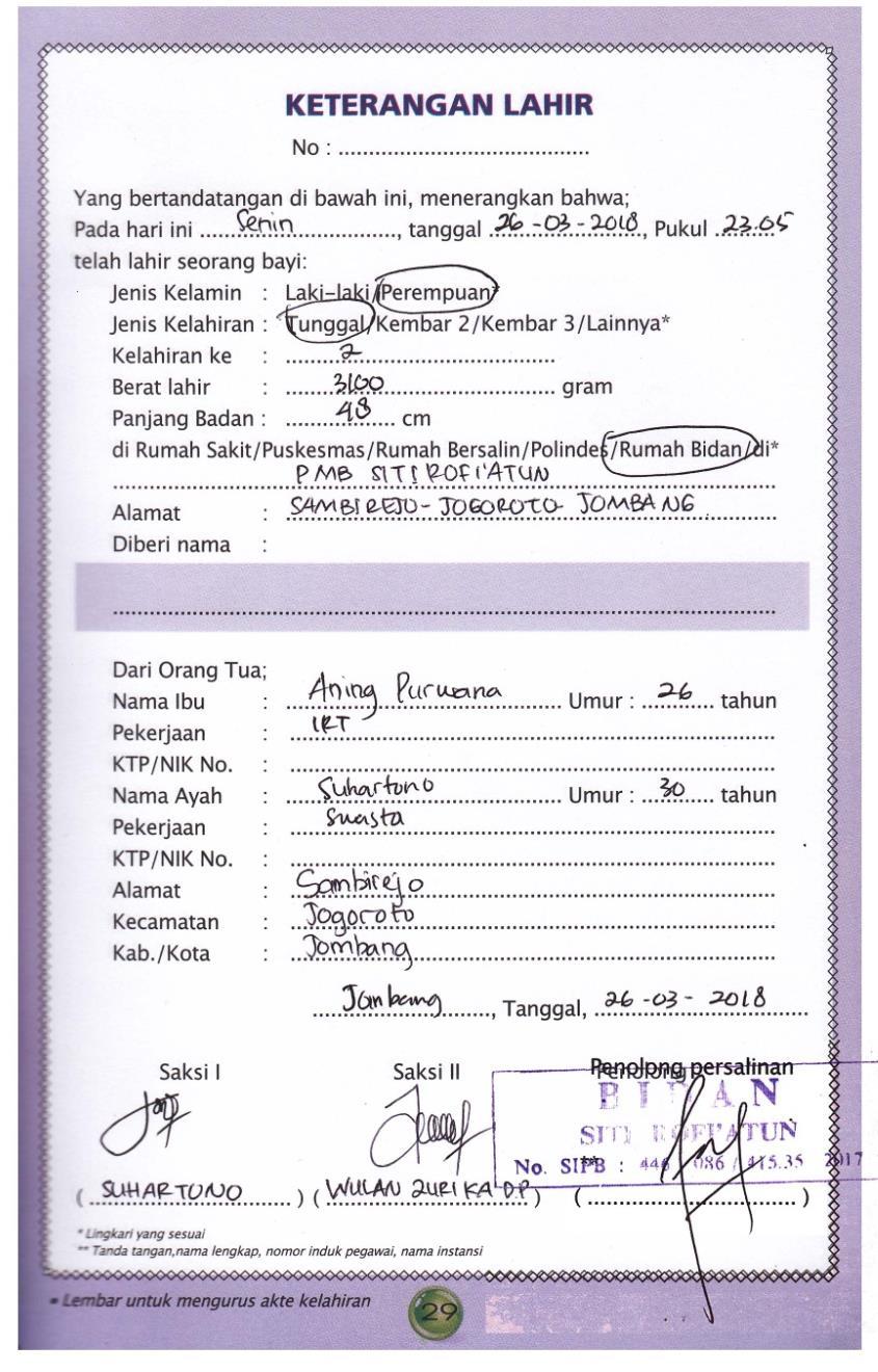Detail Contoh Surat Keterangan Lahir Dari Bidan Doc Nomer 23