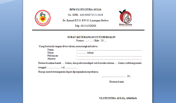 Detail Contoh Surat Keterangan Lahir Dari Bidan Doc Nomer 29