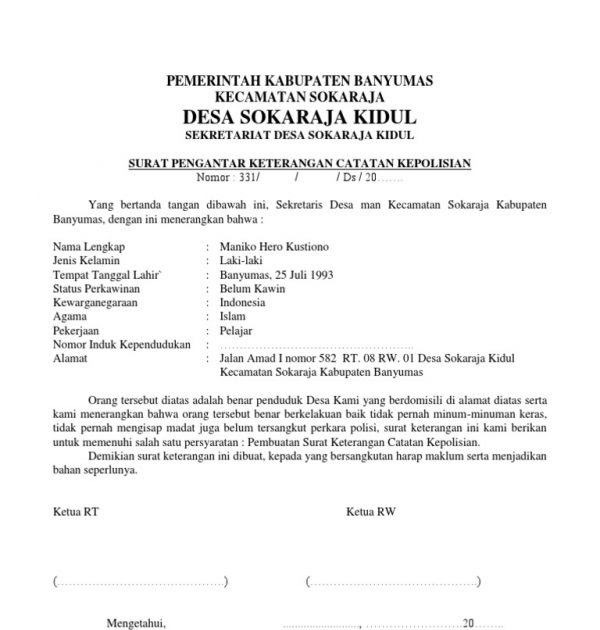 Detail Contoh Surat Keterangan Lahir Dari Bidan Doc Nomer 31