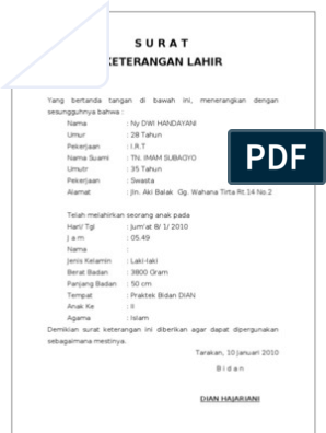 Detail Contoh Surat Keterangan Lahir Dari Bidan Doc Nomer 5