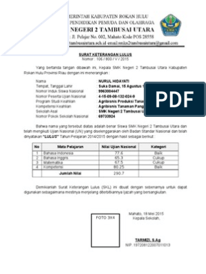 Detail Contoh Surat Keterangan Lulus Smk Nomer 56